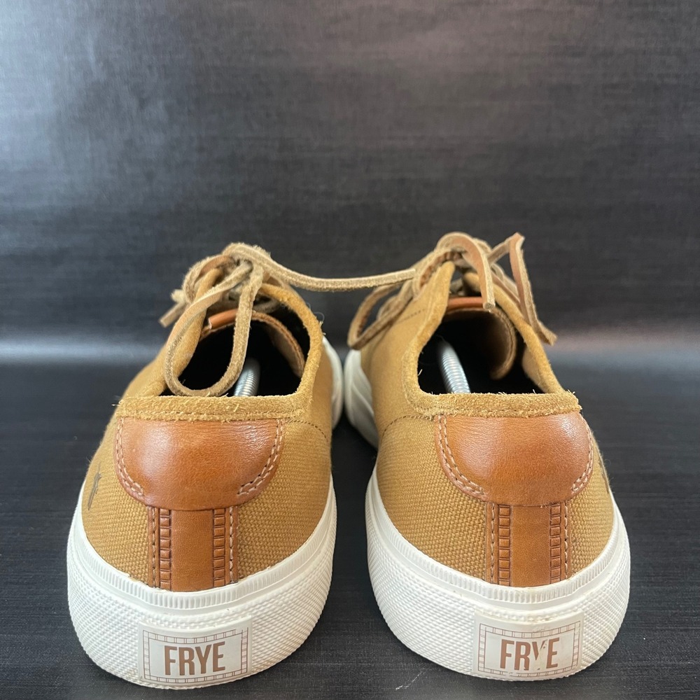 Frye Ludlow Canvas Low Top Sneakers Mens Size 11 Cognac Brown Casual Shoes - Picture 5 of 9